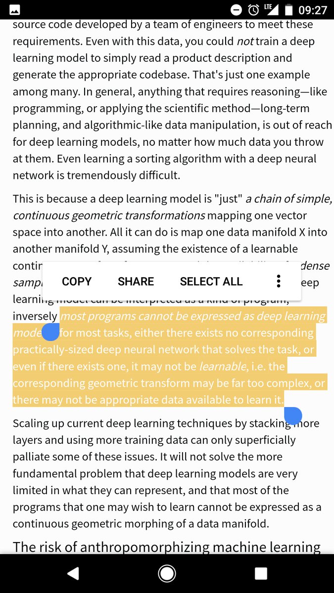 Snippet showing a quote from Chollet's book: